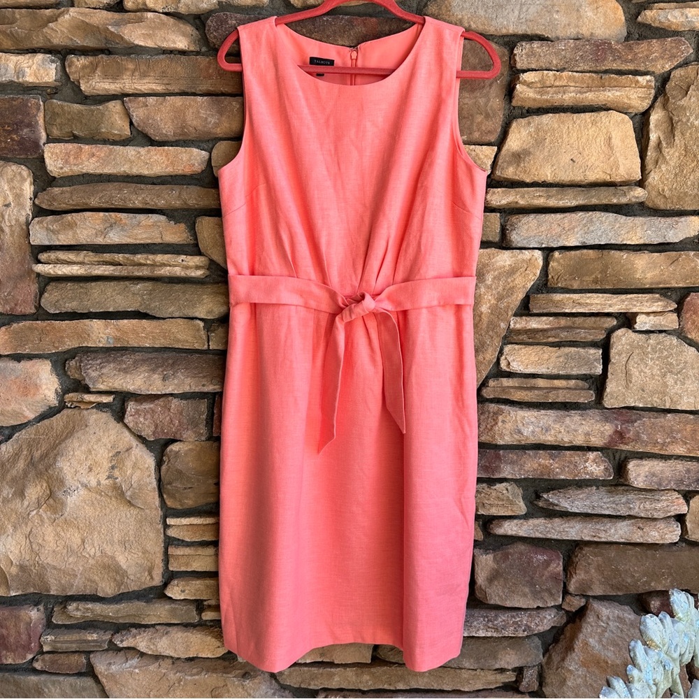 Talbots Coral Sleeveless Tie-Waist Midi Dress